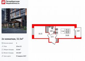 Продажа 1-ком. квартиры, 32.5 м2, Санкт-Петербург, муниципальный округ Звёздное