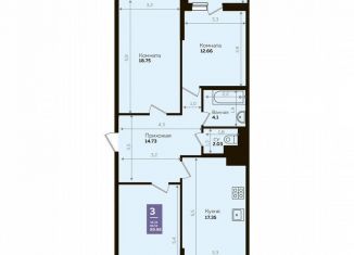 3-комнатная квартира на продажу, 89.9 м2, Краснодар, Константиновская улица, 5, микрорайон Плодородный-2