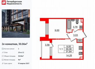 Однокомнатная квартира на продажу, 30.1 м2, Санкт-Петербург, муниципальный округ Звёздное