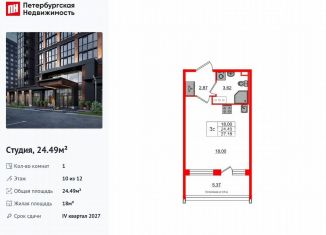 Продажа квартиры студии, 24.5 м2, Санкт-Петербург, метро Звёздная