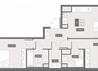 Продаю двухкомнатную квартиру, 58.1 м2, посёлок Шушары
