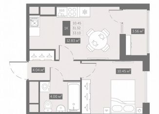 Продам 1-ком. квартиру, 33.1 м2, посёлок Шушары