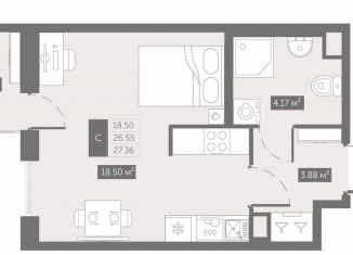 Продам квартиру студию, 27.4 м2, посёлок Шушары