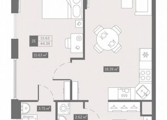 Продаю 1-комнатную квартиру, 44.4 м2, посёлок Шушары