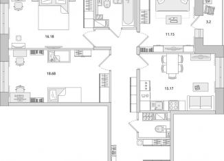 Продается 3-комнатная квартира, 84.7 м2, Санкт-Петербург, Пискарёвский проспект, 25к2, Пискарёвский проспект