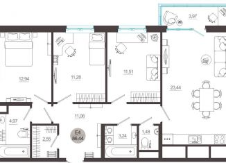 Продается 3-ком. квартира, 86.4 м2, Тула, Зареченский территориальный округ