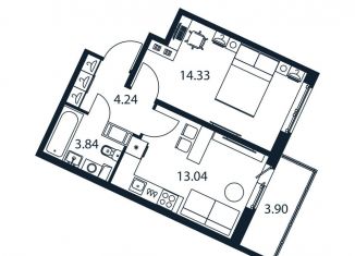 1-комнатная квартира на продажу, 37.4 м2, Мурино