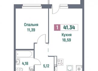 Продается 1-ком. квартира, 41.3 м2, Ленинградская область