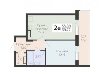 Двухкомнатная квартира на продажу, 39.8 м2, Воронежская область