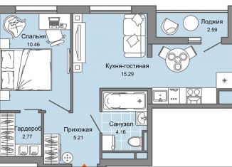 Продается 2-ком. квартира, 39 м2, Ульяновская область, жилой комплекс Светлые кварталы, 2