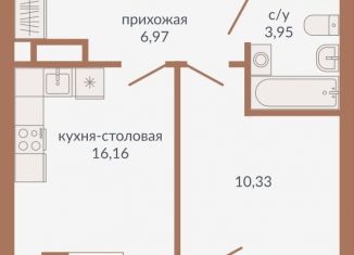 Продажа однокомнатной квартиры, 38.8 м2, Екатеринбург, метро Геологическая