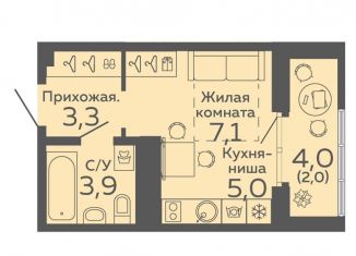 Продаю квартиру студию, 21.3 м2, Екатеринбург