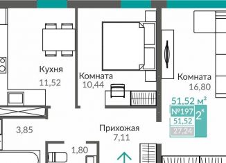 Продаю 2-комнатную квартиру, 51.5 м2, Симферополь, Киевский район
