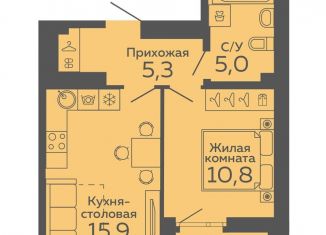 Продаю однокомнатную квартиру, 38.5 м2, Екатеринбург, Октябрьский район