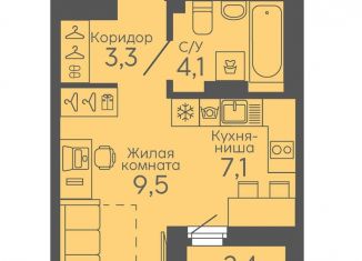 Продам квартиру студию, 25.2 м2, Екатеринбург, Новосинарский бульвар, 6
