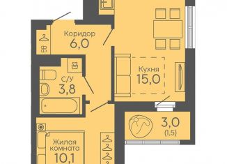 Продам однокомнатную квартиру, 36.4 м2, Свердловская область, Новосинарский бульвар, 6