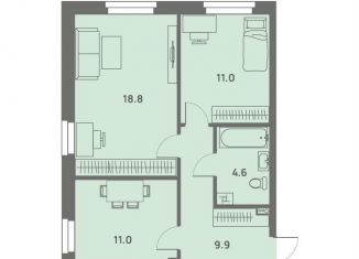 Продаю двухкомнатную квартиру, 55.3 м2, Пермский край, Трамвайная улица, 27