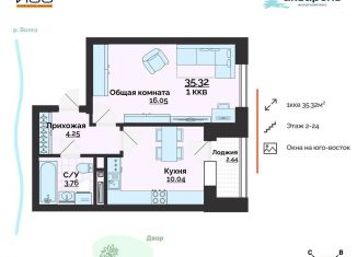Продается 1-комнатная квартира, 35.3 м2, Ульяновск