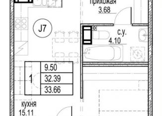 Продажа 1-комнатной квартиры, 33.7 м2, Кудрово, проспект Строителей, 1к1