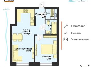 Продажа двухкомнатной квартиры, 35.3 м2, Ульяновск