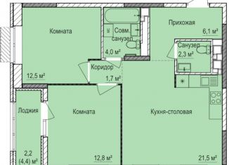 Продам 2-комнатную квартиру, 60.9 м2, Ижевск, ЖК Покровский
