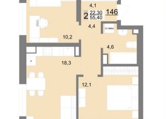 Продаю 2-комнатную квартиру, 55.4 м2, Екатеринбург, метро Площадь 1905 года