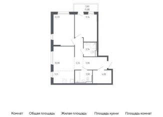Продается двухкомнатная квартира, 63.6 м2, Тюмень, Ленинский округ, жилой комплекс Чаркова 72, 2.1