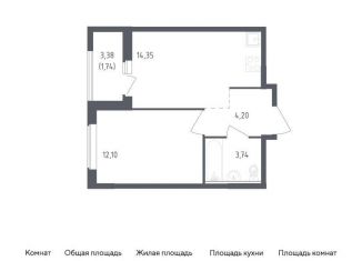 Продажа 1-комнатной квартиры, 36.1 м2, деревня Новосаратовка