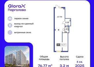 Продажа помещения свободного назначения, 76.77 м2, посёлок Парголово