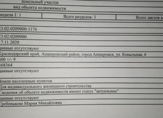 Продажа земельного участка, 6 сот., Апшеронск