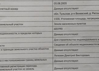 Продажа земельного участка, 15 сот., деревня Рассылкино