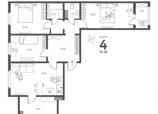 Продам трехкомнатную квартиру, 91.2 м2, Липецкая область