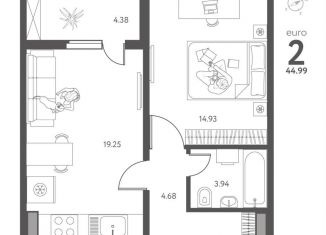 Продам 1-комнатную квартиру, 45 м2, Липецкая область