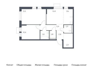 Продам 2-комнатную квартиру, 62.6 м2, Московская область, жилой комплекс Квартал Авиаторов, к8