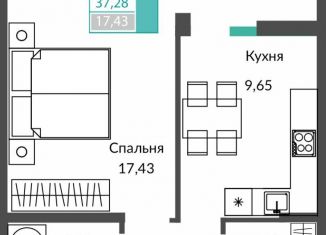 Однокомнатная квартира на продажу, 37.3 м2, Крым