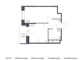 1-комнатная квартира на продажу, 33.5 м2, Колпино, жилой комплекс Новое Колпино, к39