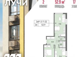 Продажа двухкомнатной квартиры, 52.9 м2, Москва, метро Солнцево