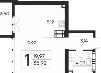 1-комнатная квартира на продажу, 35.9 м2, Ялта