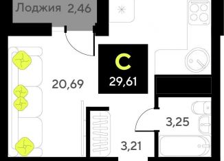 Квартира на продажу студия, 29.6 м2, Тюмень, Центральный округ