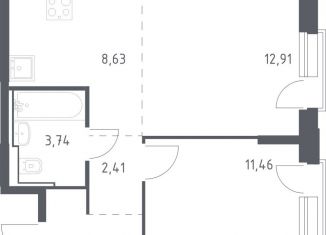 Продажа 2-комнатной квартиры, 42.7 м2, Москва, жилой комплекс Квартал Герцена, к2, метро Зябликово