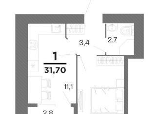 Продается 1-комнатная квартира, 30.3 м2, Рязань