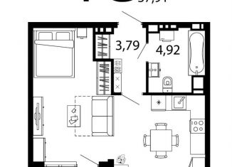 Продается однокомнатная квартира, 37.9 м2, Тульская область