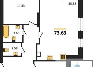 Продажа 2-комнатной квартиры, 73.6 м2, Воронежская область