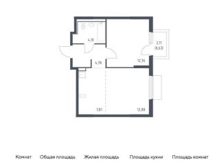 Продается однокомнатная квартира, 43 м2, деревня Мисайлово, микрорайон Пригород Лесное, к18