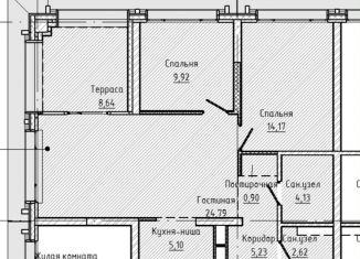 Продам трехкомнатную квартиру, 75.5 м2, Новосибирская область, Зыряновская улица, 51 стр.