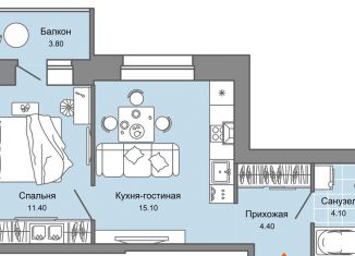 Продаю 2-комнатную квартиру, 36 м2, Пермь