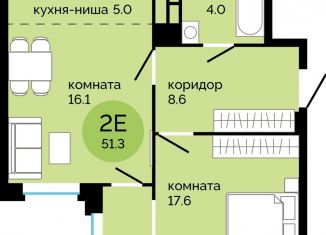 Двухкомнатная квартира на продажу, 51.3 м2, Пермь, улица Яблочкова, 5к4, Свердловский район