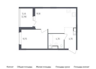 Продажа однокомнатной квартиры, 41.8 м2, деревня Новосаратовка