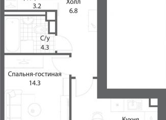 1-комнатная квартира на продажу, 40.1 м2, Москва, жилой комплекс Нагатино Ай-Ленд, к1, метро Коломенская