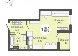 Продажа квартиры студии, 42.5 м2, Новосибирск, метро Площадь Маркса, улица Петухова, 168с